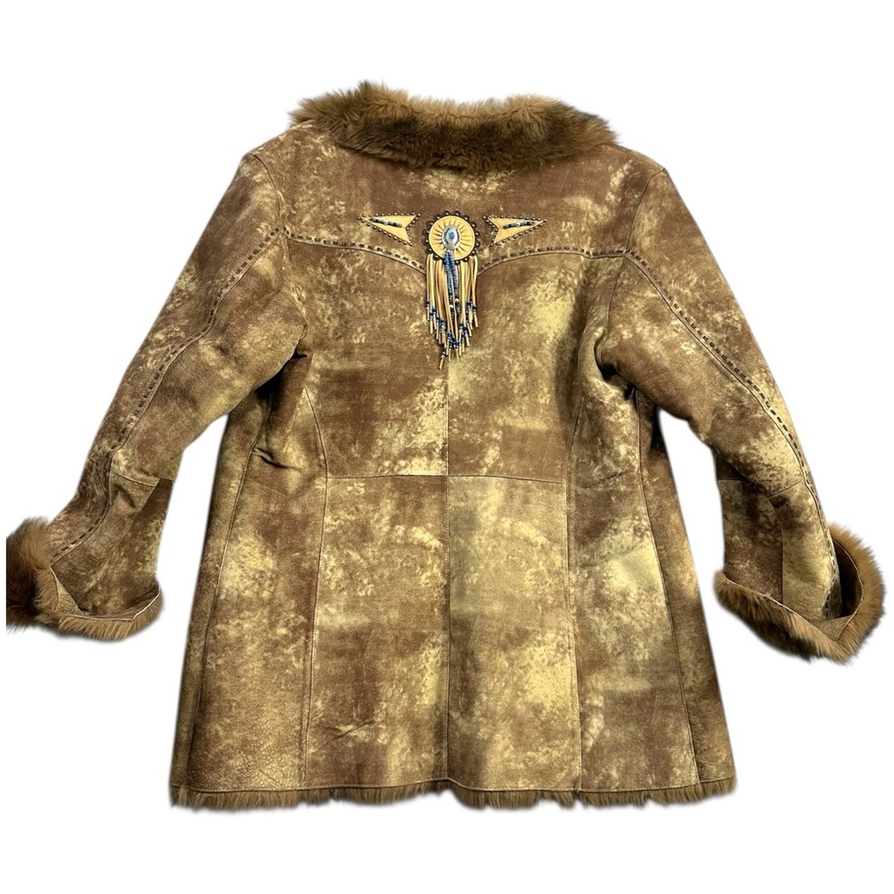 Cripple Creek Leather Penny Lane Western Style Coat Jacket Faux Fur Size XL - Picture 4 of 10
